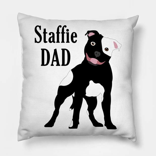 Staffie Dad BW Pillow by SiSuSiSu