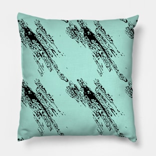 Black intricate fragments on a light green surface. Pillow