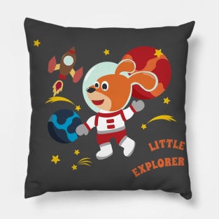 Space dog or astronaut in a space suit with cartoon style. Pillow