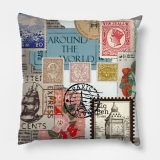 Aesthetic vintage retro stamps letters romantic inspiration gift ideas travel Pillow