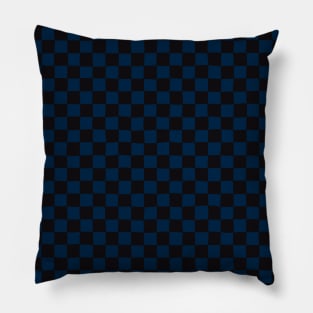 Wonky Checkerboard, Black and Blue Pillow