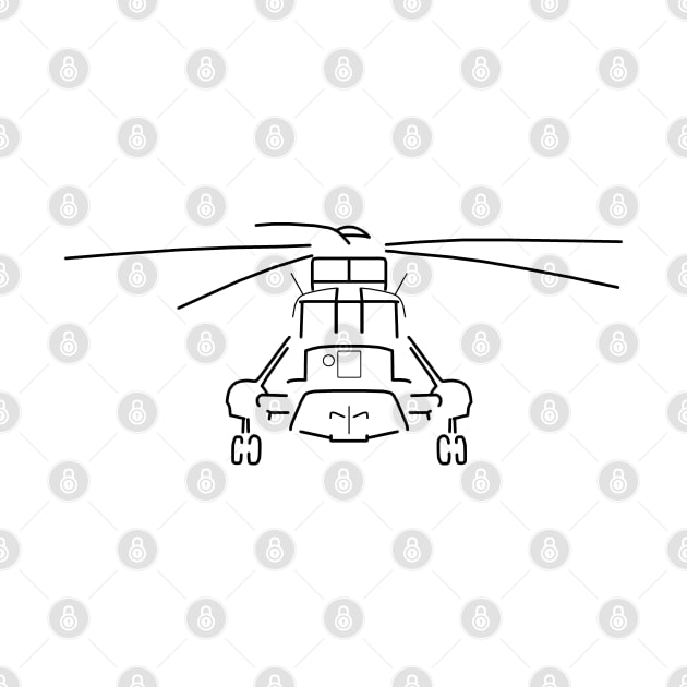 Westland Sea King classic helicopter black outline graphic by soitwouldseem