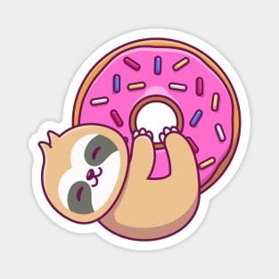 Cute Sloth Hug Big Doughnut Magnet