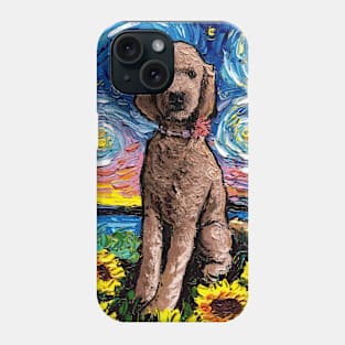 Brown Goldendoodle Night with Sunflowers Phone Case