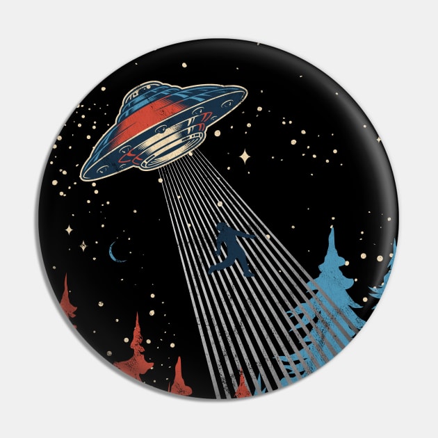 UFO Abduction Distressed Pin by Golden Eagle Design Studio
