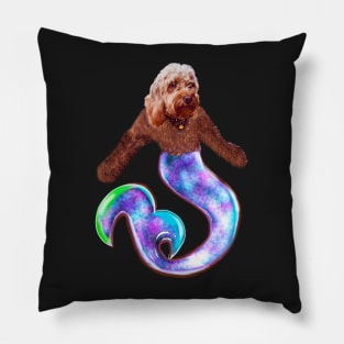 Magical rainbow mermaid Cavapoo Cavoodle - cavalier king charles spaniel poodle Pillow