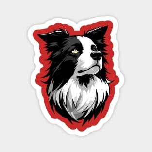 Stunning and Cool Border Collie Monochrome and Gold Portrait for Father's Day Magnet