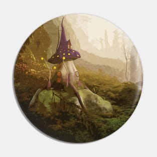 Fantasy Mushroom House - Large Pin