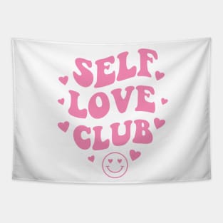 Self Love Club Aesthetic Words on Back Print - Anti Valentines Day Pink Tapestry