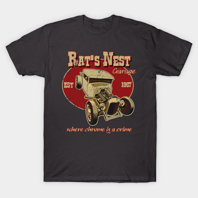 Discover Rat's Nest Garage - Rat Rod - T-Shirt