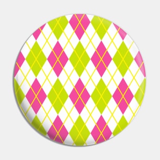 Argyle Pink Magenta Lime Green Gold Punk Rock Retro Pin