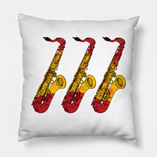 Saxophone Spanish Flag Saxophonist Sax Player Spain Pillow