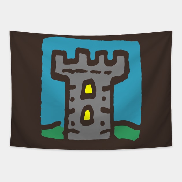 Minimal Tower Icon Tapestry by Nikokosmos