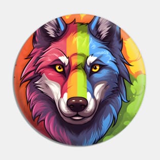 Rainbow Burst Furry Anthro Wolf Pride LGBTQ Pin