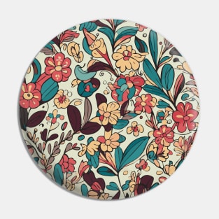 Floral Pattern Colorful Cartoon: Colorful Petal Parade Pin