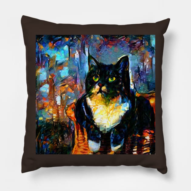 cute ragdoll cat (cat, cute, cats, kitten, funny, pets, pet, retro, animal, love, sunset, 80s) Pillow by Thepurplepig