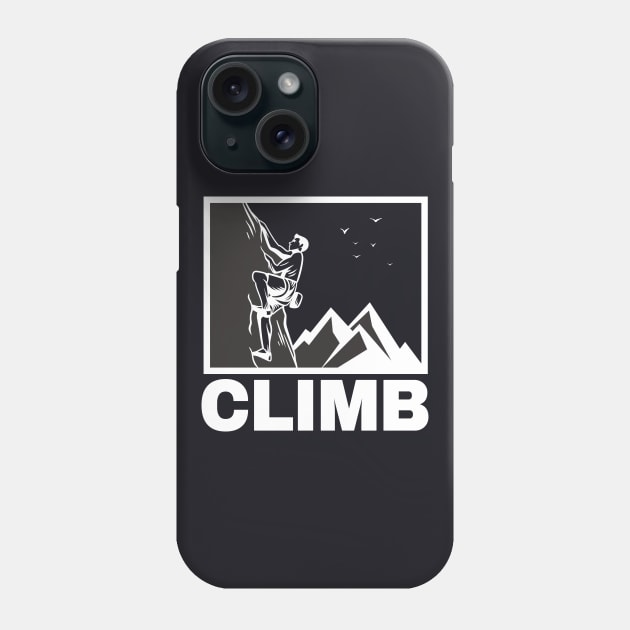 Climb Illustration Mountain Climber Phone Case by Foxxy Merch