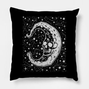 Crescent Moon Skull Pillow