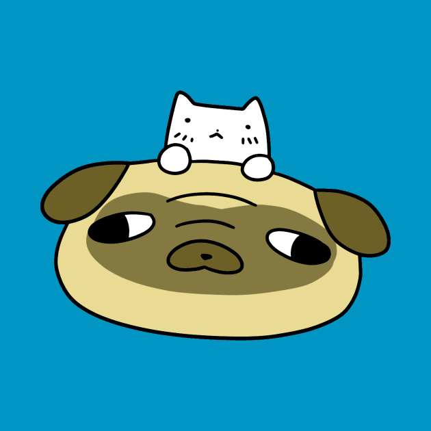 Pug and White Cat by saradaboru