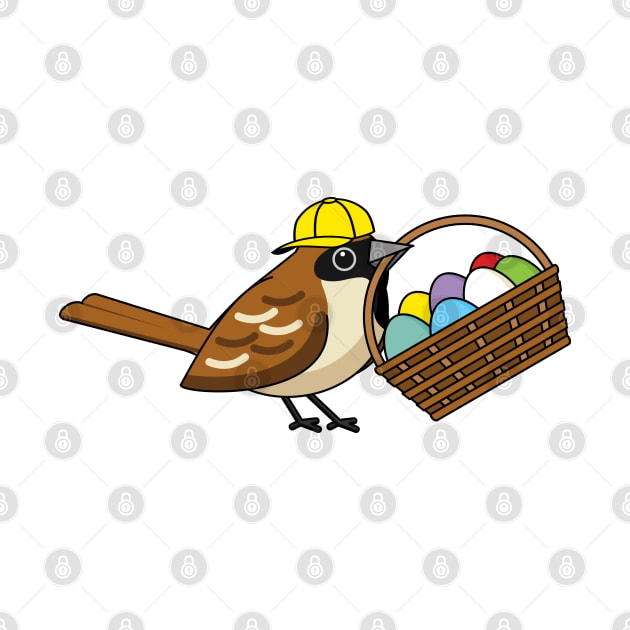 Funny Cute Bird with Colorful Eggs Basket by BirdAtWork