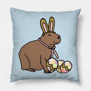 Funny Easter Bunny Ears and Eggs Capybara Pillow