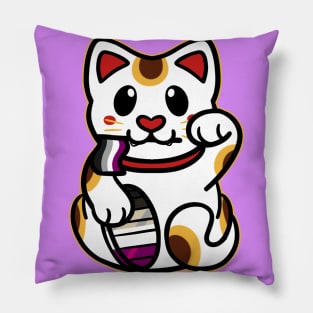 LGBTQ+ Pride Lucky Cat - Asexual Pillow