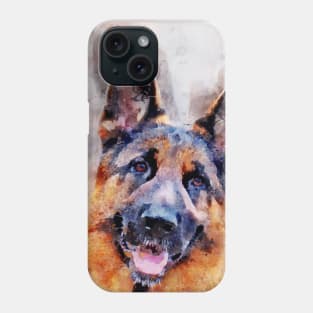 German Shepherd Dog Watercolor Portrait 01 Phone Case