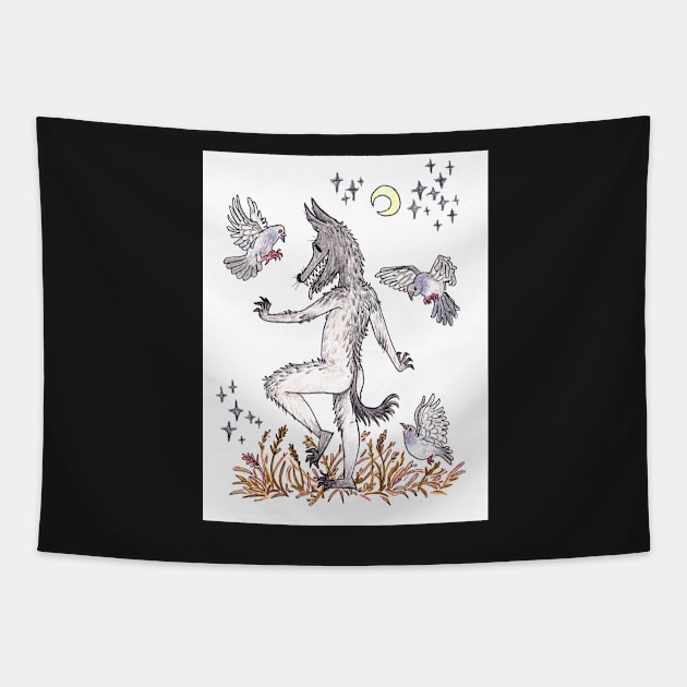 Lycanthropy Werewolf Child Tapestry by sadnettles