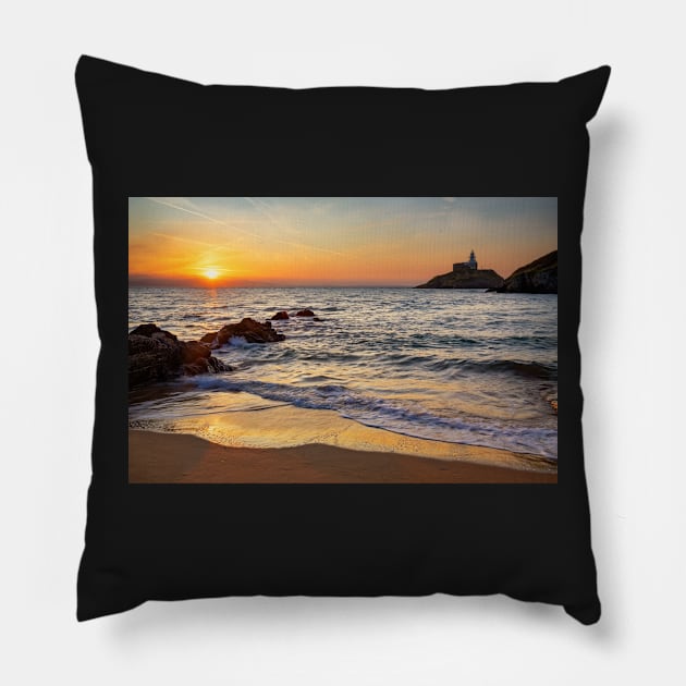 Mumbles Lighthouse Pillow by dasantillo