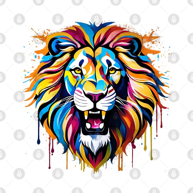 Lion Head Dripping Rainbow Graffiti by VictoriaLehnard