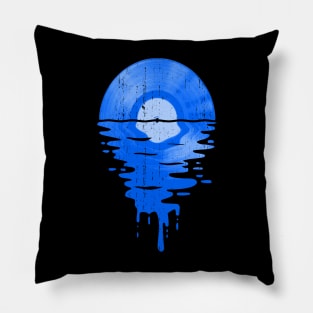 Cool Music Vinyl Record Vintage Retro Blue Pillow