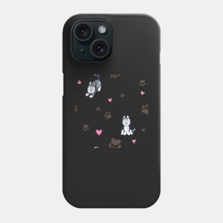 Cute Husky Paws and Hearts Pattern Phone Case