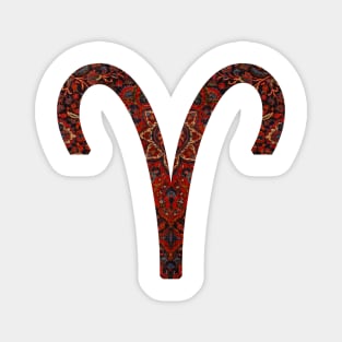 Dark Paisley Aries Zodiac Sign Magnet