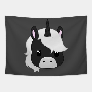 kawaii black and white unicorn Tapestry