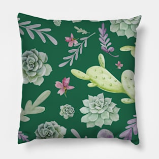 Cactus and Wreath Watercolor Pattern 2 Pillow