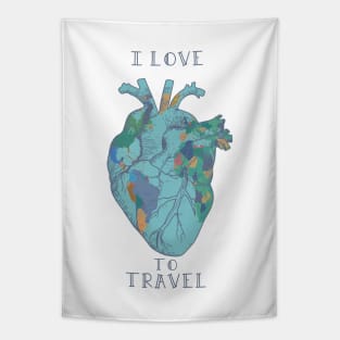 world map heart Tapestry