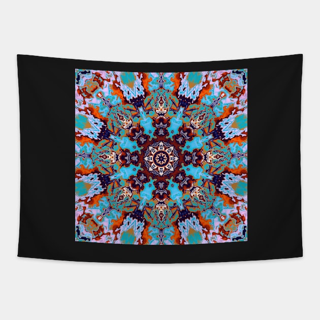 Turquoise mandala Tapestry by krinichnaya