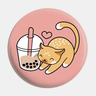 Cute Cat and Bubble Tea - Kitty Boba Tea Pin