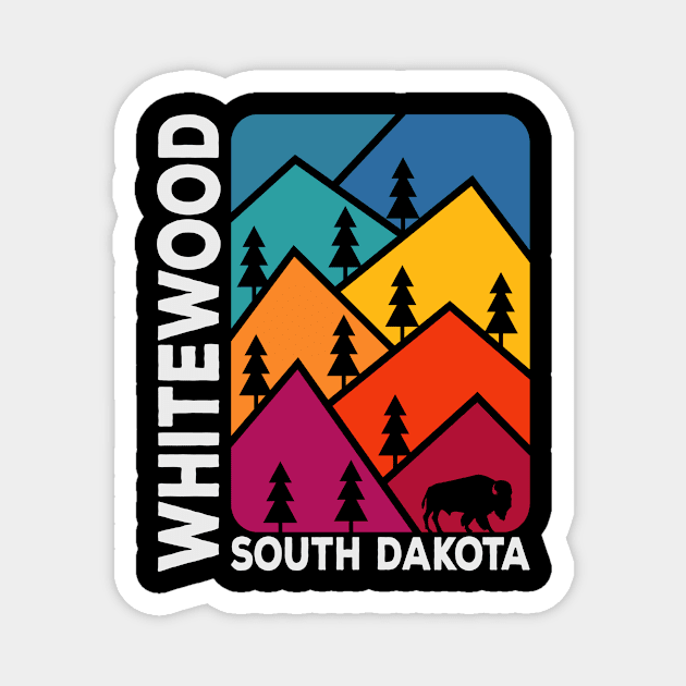 Whitewood South Dakota Vintage Mountains Bison Magnet by SouthDakotaGifts