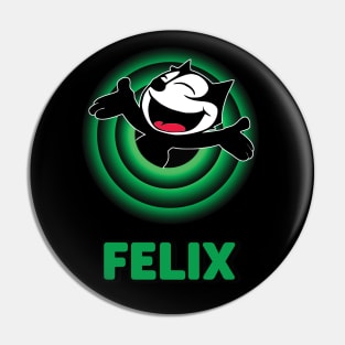 Felix the Cat Cartoon Cat Arms Outstretched Green Vintage Retro Pin