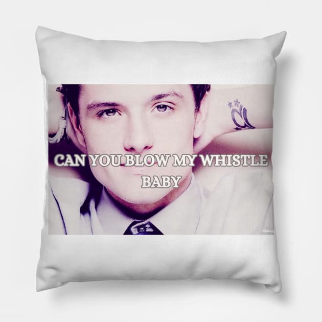 Josh hutcherson can you blow my whistle funny design meme tiktok trend Pillow by artsuhana