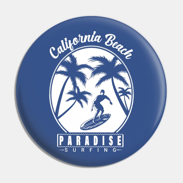 Retro California Beach Paradise Surfing Pin by RKP'sTees