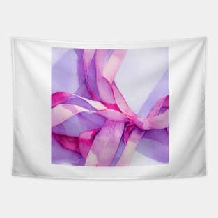 Watercolor purple bow purple ribbon Tapestry