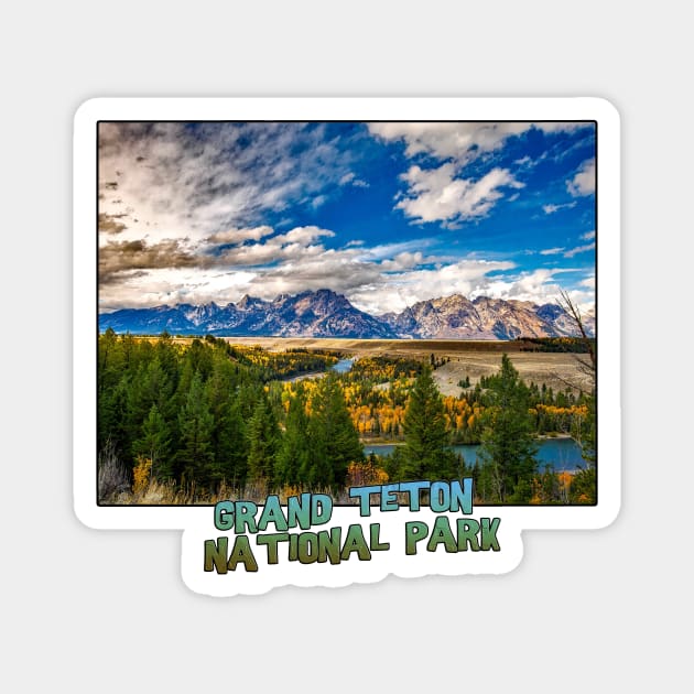 Wyoming State Outline (Grand Teton National Park) Magnet by gorff