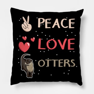 Sea Otter Peace - Love - Otters Pillow