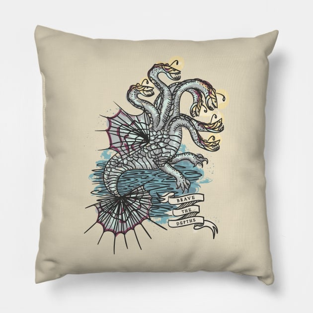 BRAVE THE DEPTHES Pillow by elloBEASTIE