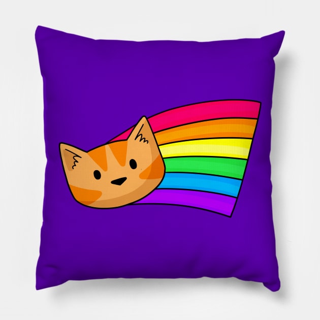 Rainbow cat Pillow by Doodlecats 