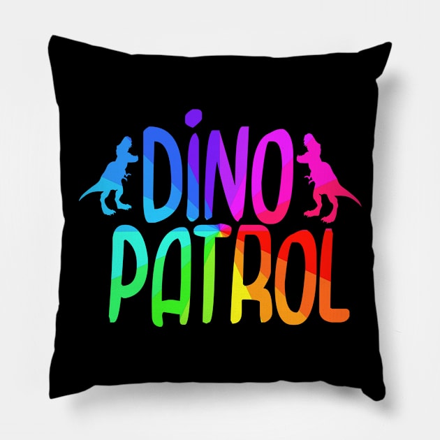 Dino Patrol kids rainbow Pillow by Timeforplay