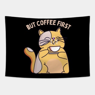 But Coffee First Sleepy cat I need coffee addict This Girl Runs On Caffeine And Sarcasm Tapestry