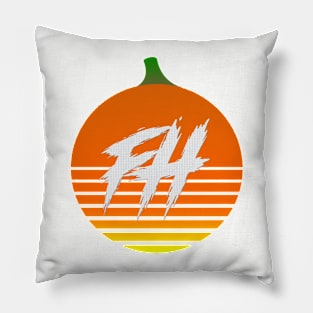 The Fall Horsemen Retro Sun Pumpkin Logo Pillow